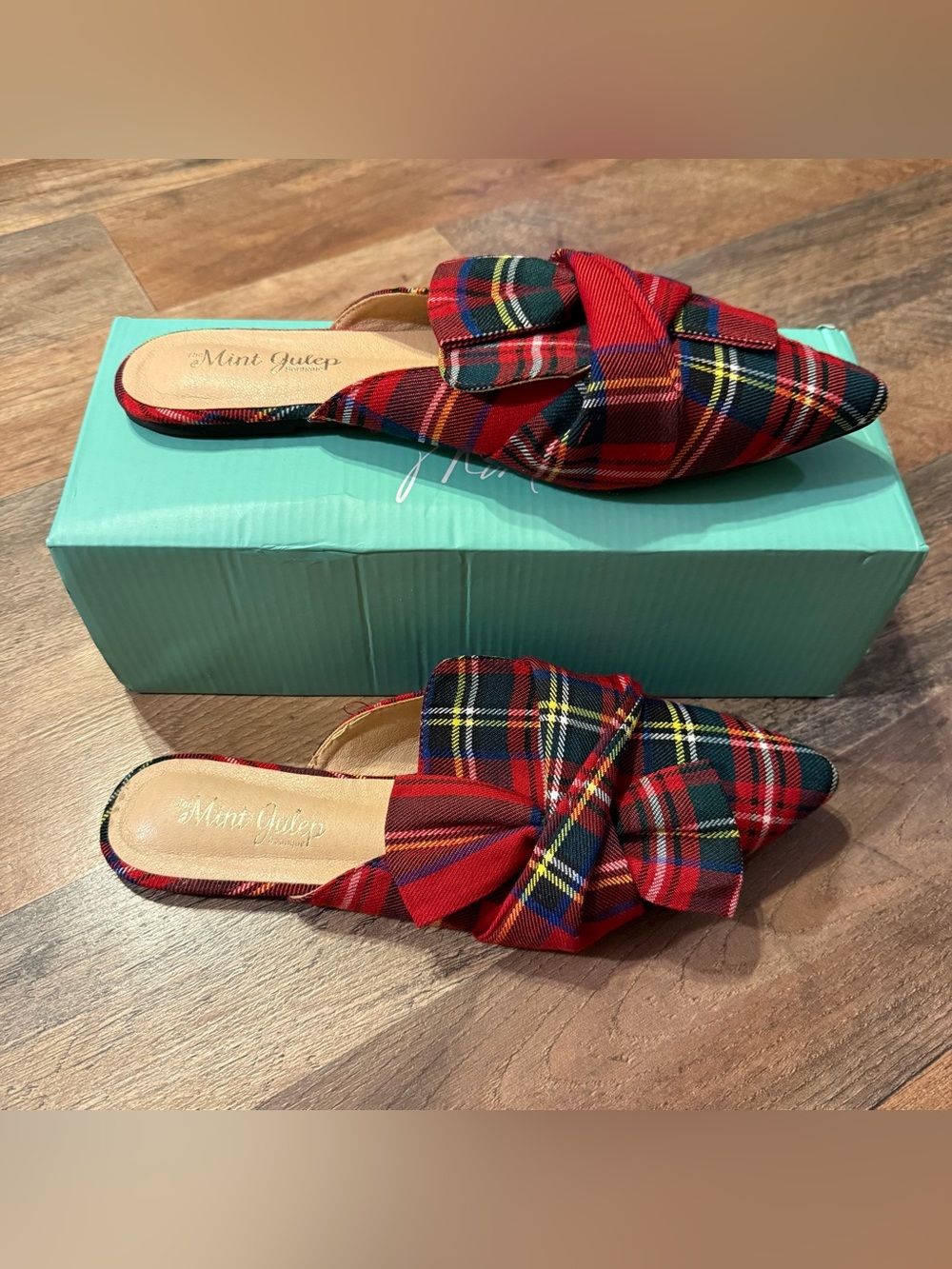 The Mint Julep Co. Red Plaid Pointed Bow Mule - Picture 4 of 4